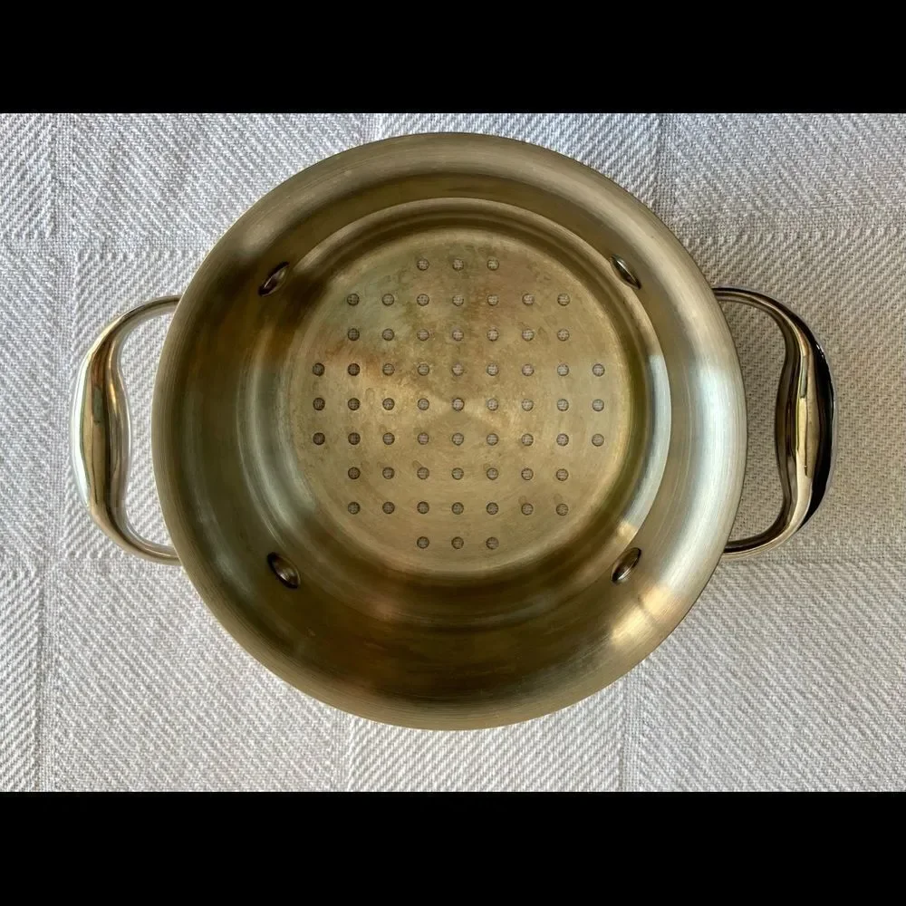Stainless Steel Steamer Strainer Insert Cookware Double Handle EUC Used On Tv.